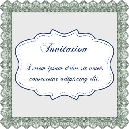 Formal invitation. Sophisticated design. Detailed.With guilloche pattern. 