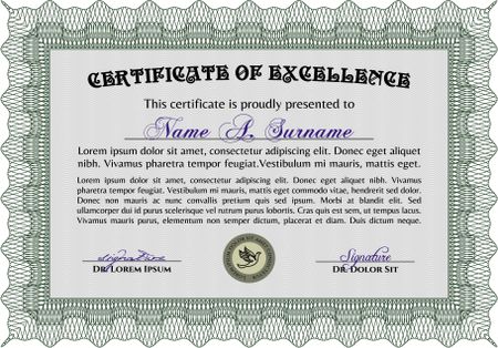 Sample certificate or diploma. Superior design. With background. Customizable, Easy to edit and change colors.
