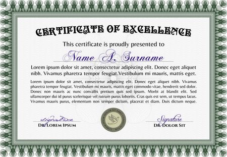 Certificate or diploma template. Vector pattern that is used in currency and diplomas.Excellent design. With guilloche pattern. 