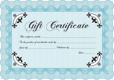 Gift certificate. Border, frame.With guilloche pattern and background. Elegant design. 