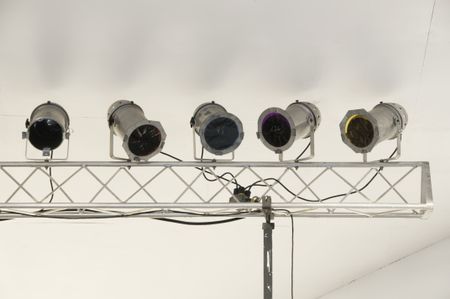 Stage lights near ceiling of outdoor stage