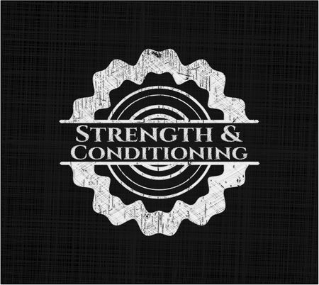 Strength and Conditioning chalkboard emblem on black board