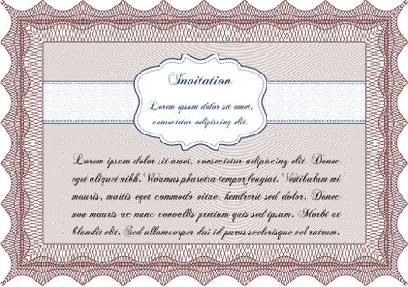 Vintage invitation template. Superior design. With guilloche pattern. Customizable, Easy to edit and change colors.