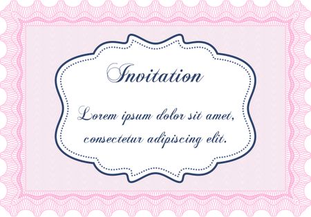 Formal invitation template. Beauty design. Border, frame.With complex linear background. 