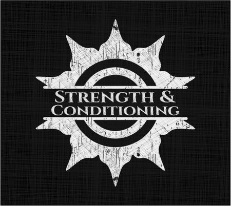Strength and Conditioning chalkboard emblem written on a blackboard