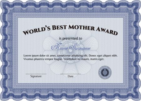 World's Best Mom Award Template. Easy to print. Customizable, Easy to edit and change colors.Excellent design. 