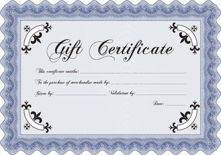 Retro Gift Certificate. Printer friendly. Complex design. Customizable, Easy to edit and change colors.