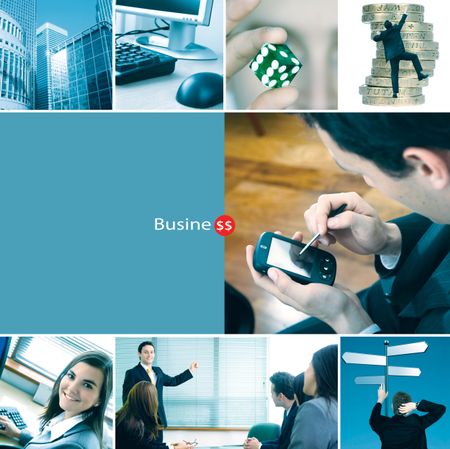 Montage of different corporate related photos - business concepts