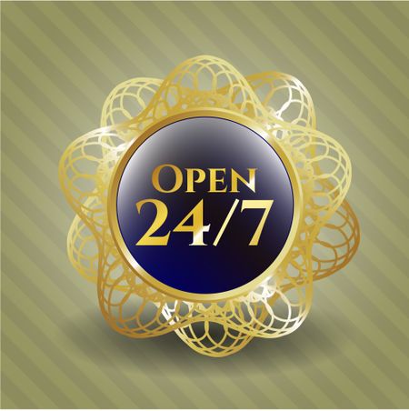 Open 24/7 gold shiny emblem