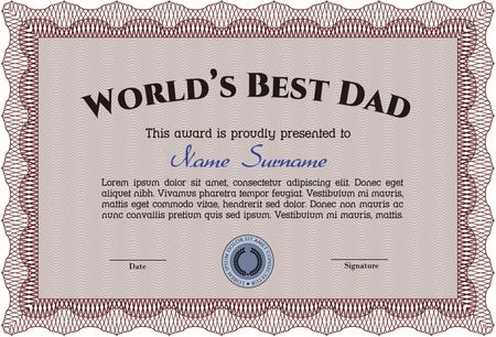 Best Father Award Template. Retro design. With linear background. Customizable, Easy to edit and change colors.