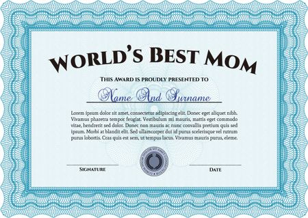 World's Best Mother Award Template. Nice design. With quality background. Detailed.