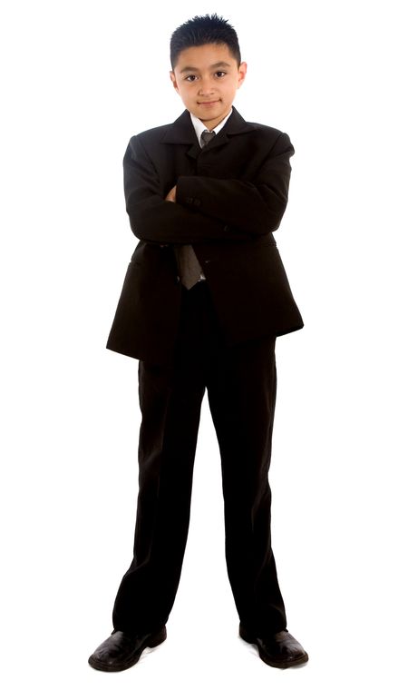 business boy standing over a white background