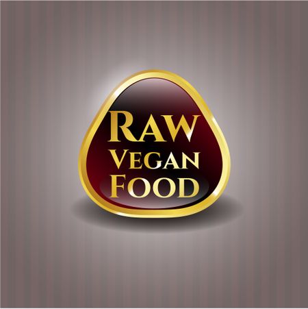 Raw Vegan Food gold badge or emblem
