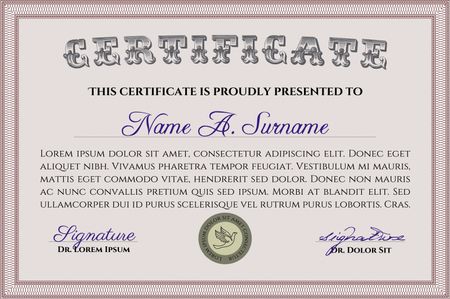 Sample Certificate. Complex background. Beauty design. Vector pattern that is used in money and certificate.