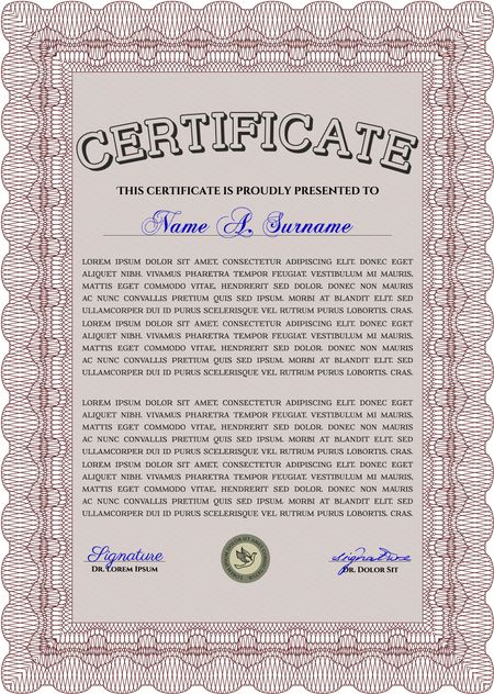 Diploma or certificate template. Frame certificate template Vector.With linear background. Superior design. 