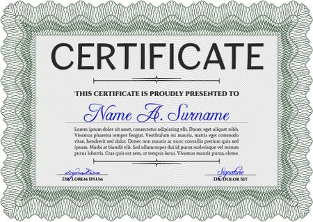 Certificate template or diploma template. With great quality guilloche pattern. Sophisticated design. Money style.