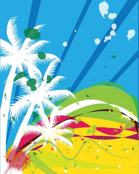 Abstract illustration of a beach with palm trees