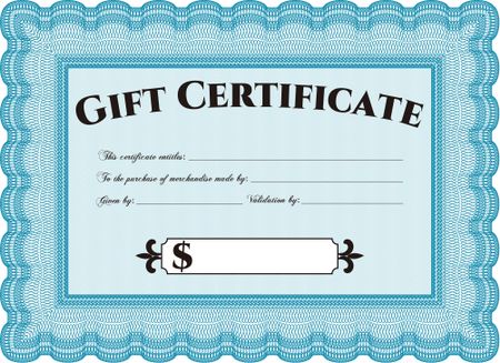 Retro Gift Certificate. With guilloche pattern. Excellent design. Border, frame.