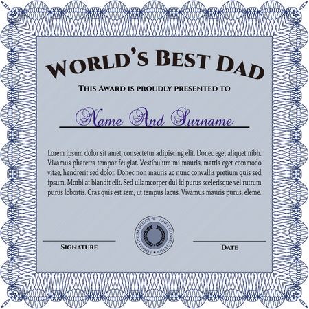 World's Best Father Award Template. Retro design. Customizable, Easy to edit and change colors.With background. 