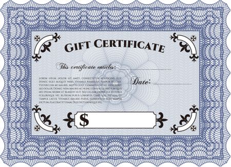 Modern gift certificate. Customizable, Easy to edit and change colors.With complex linear background. Nice design. 
