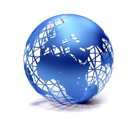 Blue globe isolated over a white background