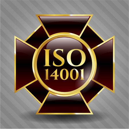 ISO 14001 gold emblem or badge