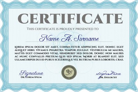 Certificate of achievement. Complex design. With quality background. Vector pattern that is used in currency and diplomas.