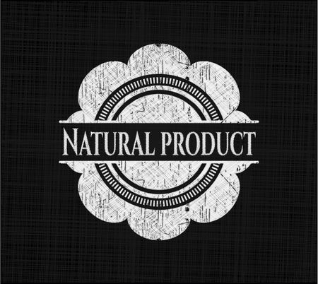 Natural Product chalkboard emblem on black board