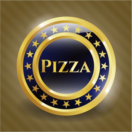 Pizza gold emblem or badge