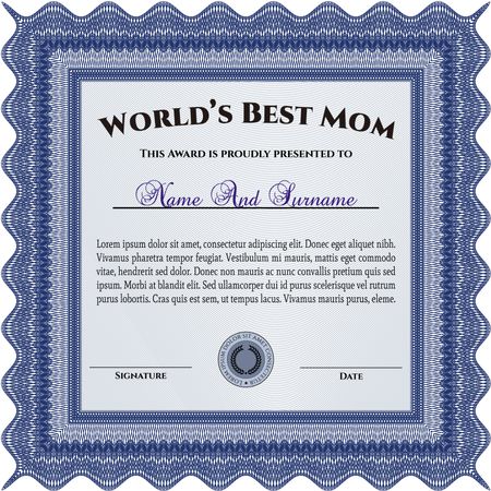 World's Best Mom Award Template. Customizable, Easy to edit and change colors. Cordial design. With background. 