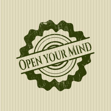 Open your Mind rubber stamp with grunge texture