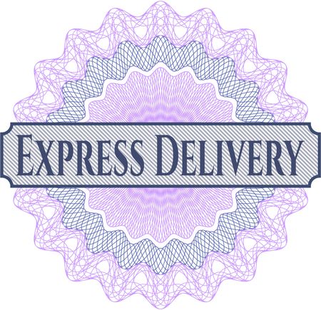Express Delivery written inside a money style rosette