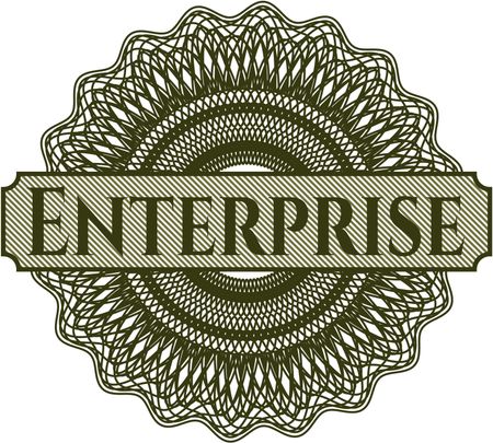 Enterprise written inside a money style rosette