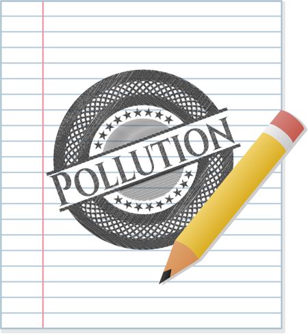 Pollution emblem drawn in pencil