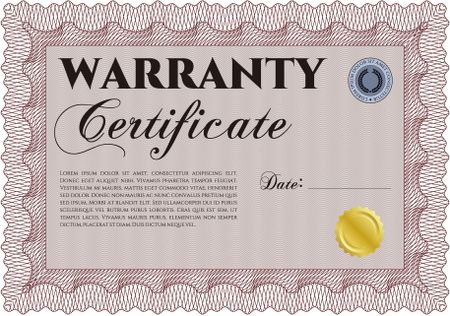 Warranty template or warranty certificate. Sophisticated design. 