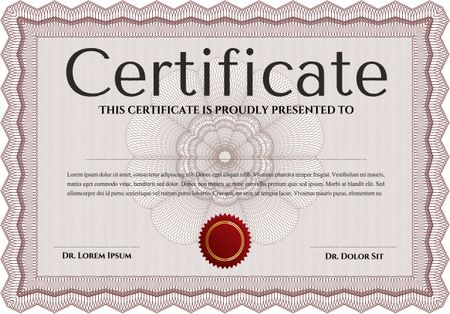 Red Certificate template or diploma template. Vector pattern that is used in currency and diplomas.Superior design. Complex background. 