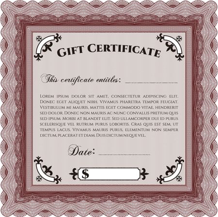 Modern gift certificate. With great quality guilloche pattern. Sophisticated design. 