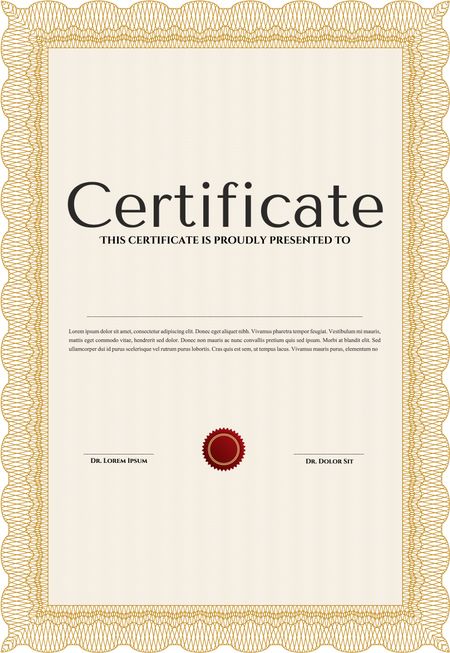 Diploma template or certificate template. Vector pattern that is used in money and certificate. With quality background. Beauty design. Orange color.