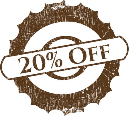 20% Off rubber stamp with grunge texture