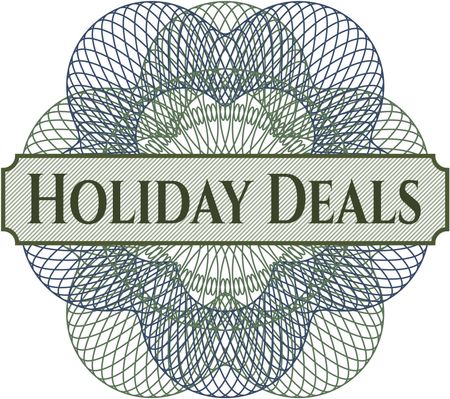 Holiday Deals inside money style emblem or rosette
