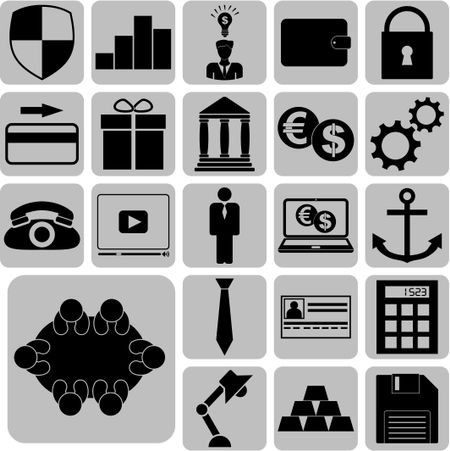 business icon set. 22 icons total. Universal Modern Icons.