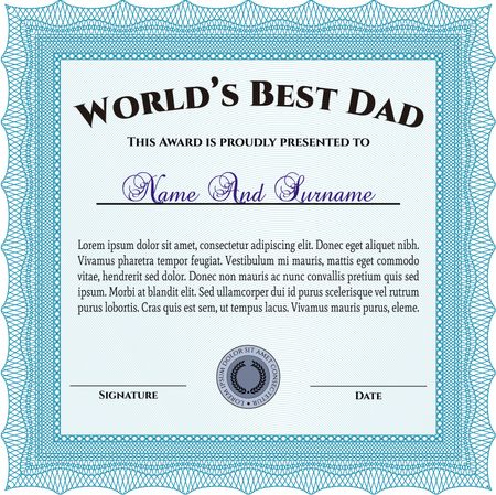 World's Best Dad Award Template. Customizable, Easy to edit and change colors. Good design. With background. 