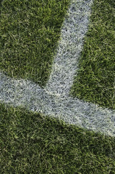 Intersection of chalked boundary lines on soccer (football) field
