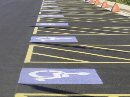 Row of parking spaces reserved for the disabled