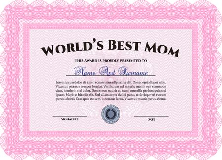 World's Best Mom Award Template. With background. Cordial design. Customizable, Easy to edit and change colors. 