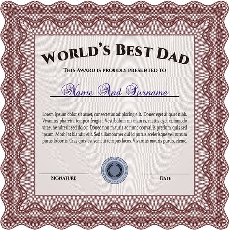 World's Best Dad Award. Detailed. Nice design. Printer friendly. 