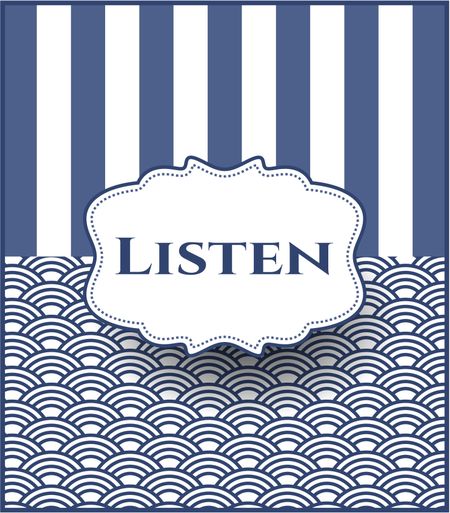Listen retro style card or poster