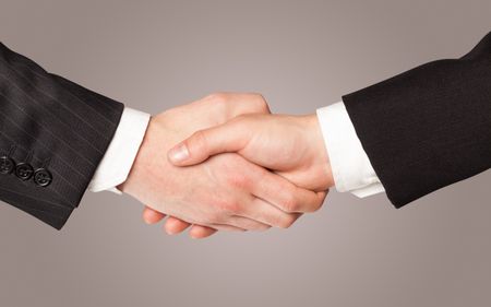 Business handshake on gradient background