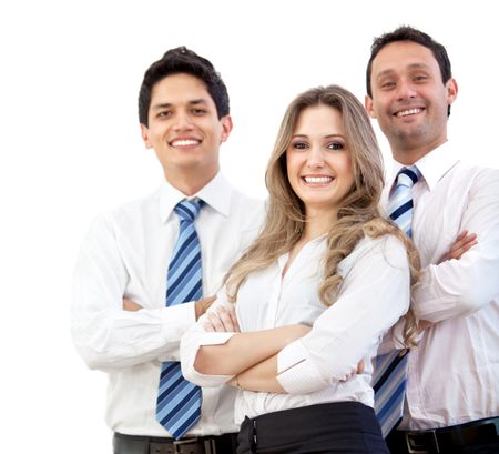 Group of confident young executives isolated over a white background