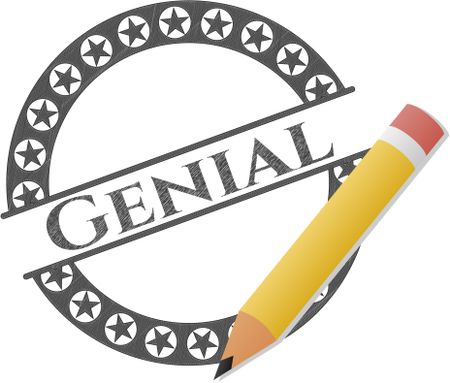 Genial emblem with pencil effect